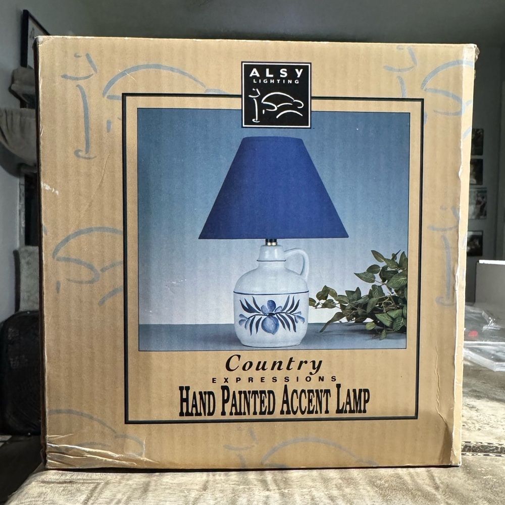 Blue Hand Painted Accent Lamp Brand New